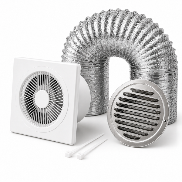 Kit de Exaustão Quadrado 150 mm — capa fundo branco — Inox