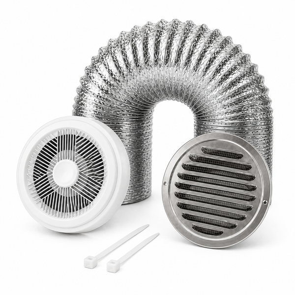Kit de Exaustão Redondo 100 mm — capa fundo branco — Inox