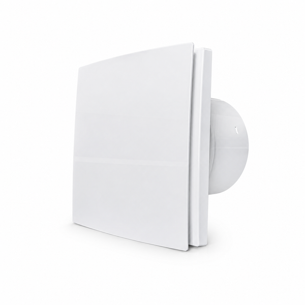 Exaustor de Banheiro Design 150 mm branco — vista frontal em perspectiva