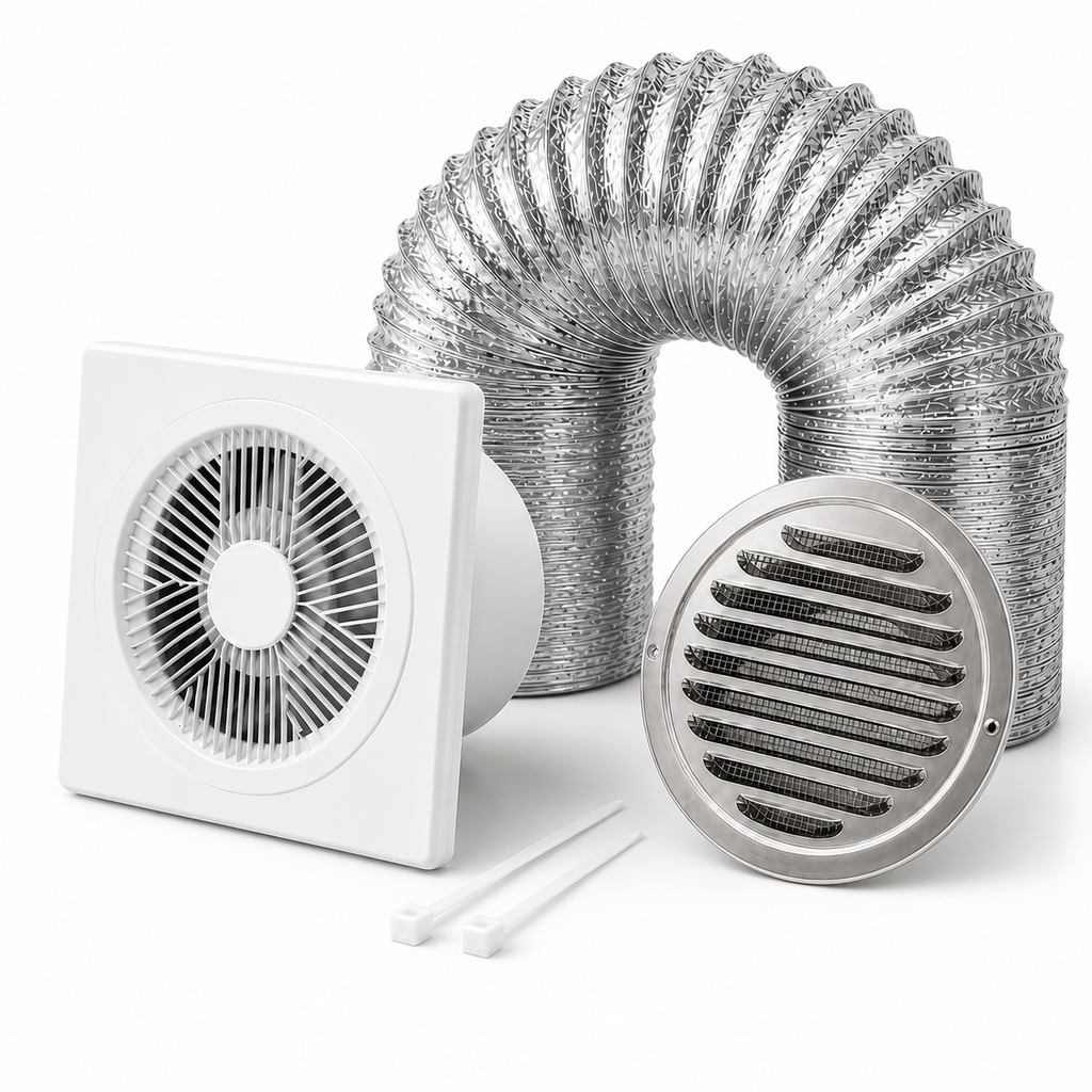 Kit de Exaustão Quadrado 150 mm — capa fundo branco — Inox