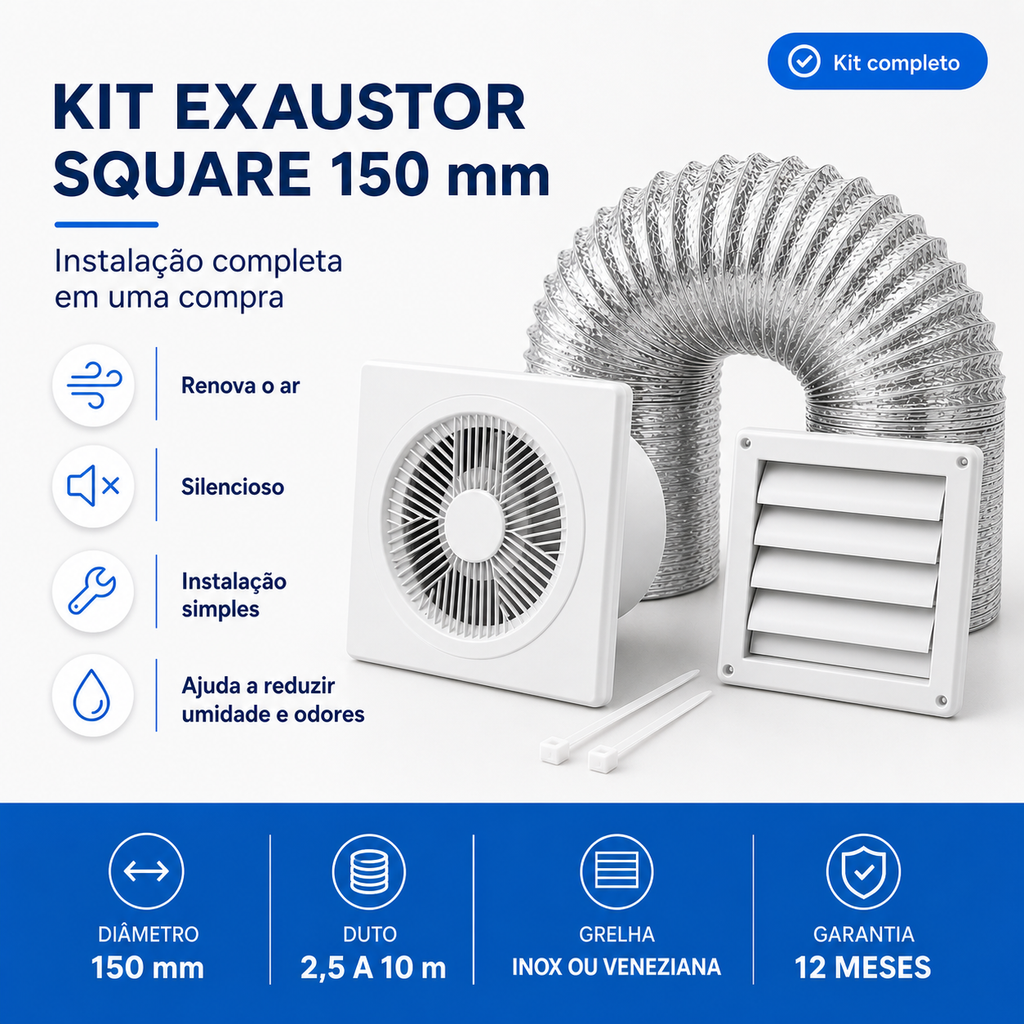 Kit de Exaustão Quadrado 150 mm — capa Veneziana