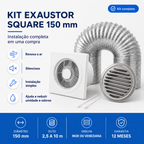 Kit de Exaustão Quadrado 150 mm — capa Inox