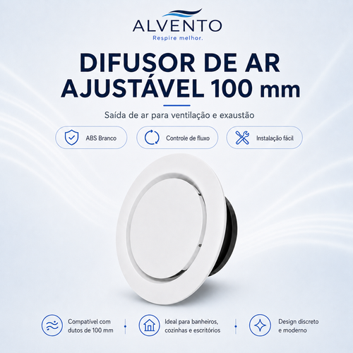 Difusor de Ar Redondo em ABS 100 mm — Branco