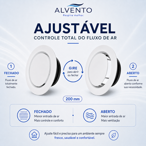 Difusor de Ar Redondo em ABS 200 mm — Branco