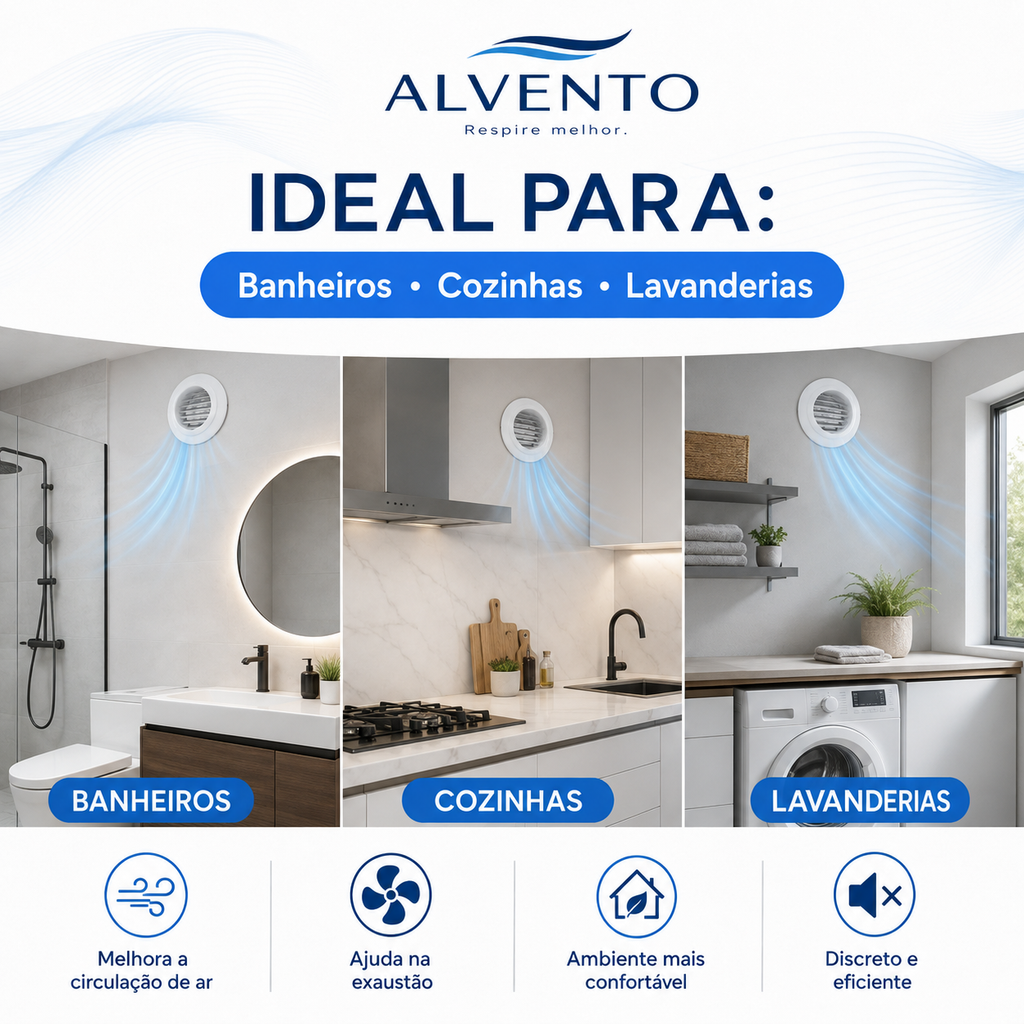Difusor de Ar Redondo em ABS com Grelha Frontal 100 mm — Branco