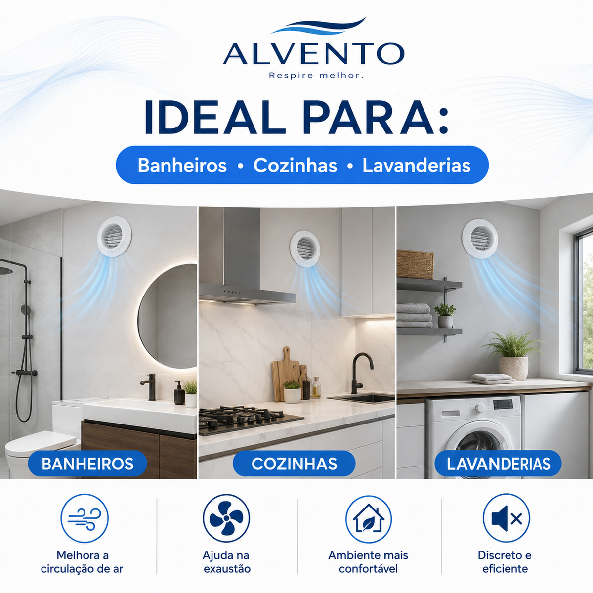 Difusor de Ar Redondo em ABS com Grelha Frontal 100 mm — Branco
