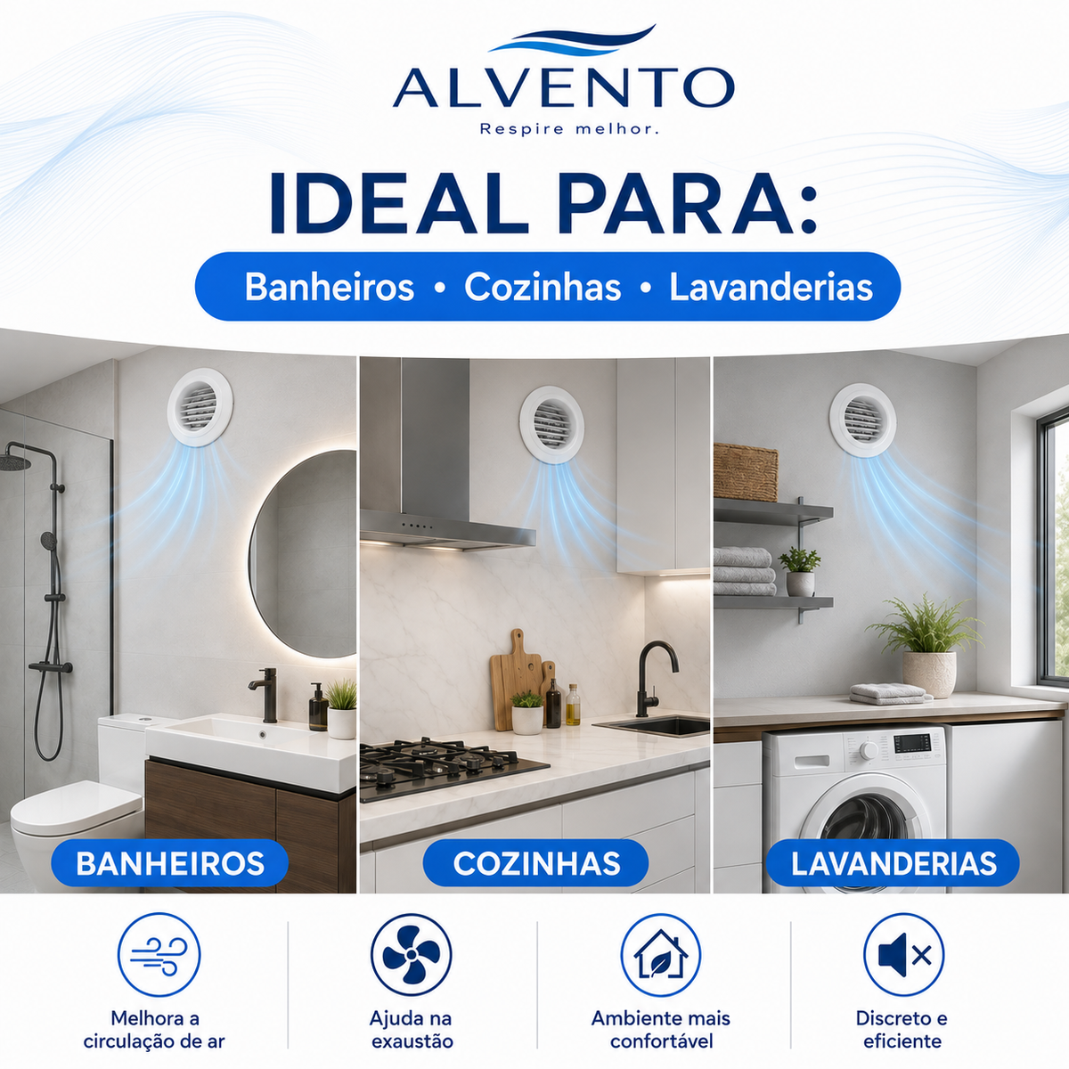 Difusor de Ar Redondo em ABS com Grelha Frontal 150 mm — Branco