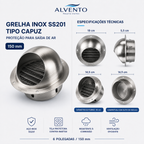 Grelha de Ventilação Fechada em Aço Inox SS201 150 mm (6 pol.)