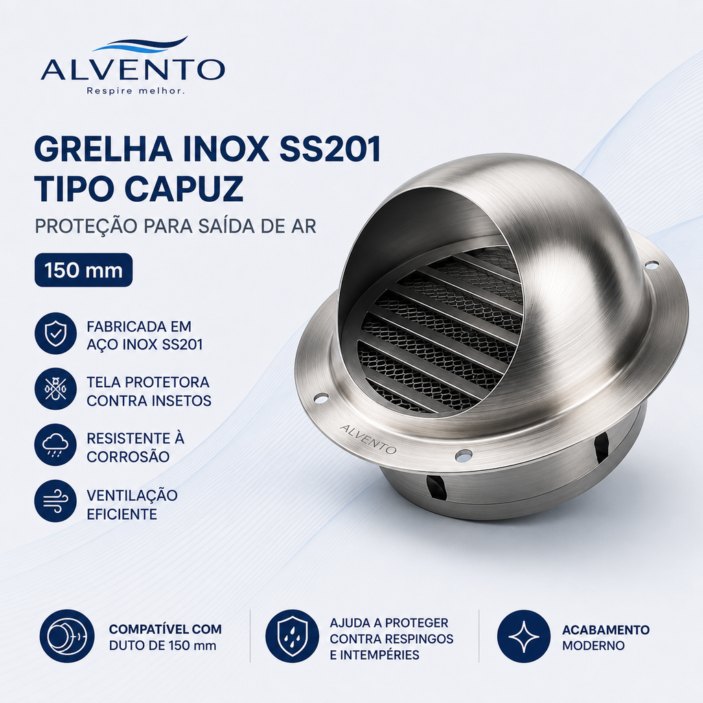 Grelha de Ventilação Fechada em Aço Inox SS201 150 mm (6 pol.)