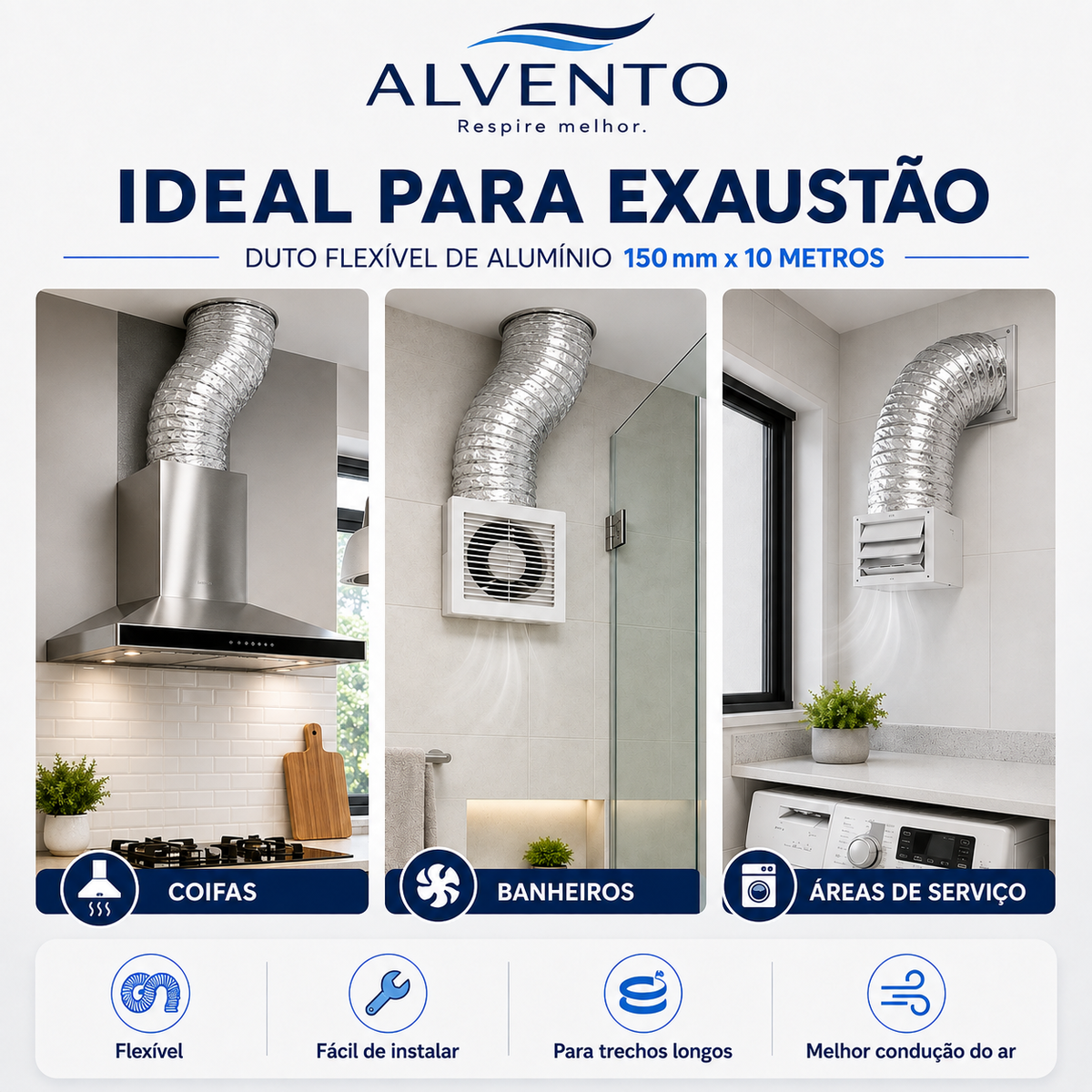Duto Flexível de Alumínio 150 mm