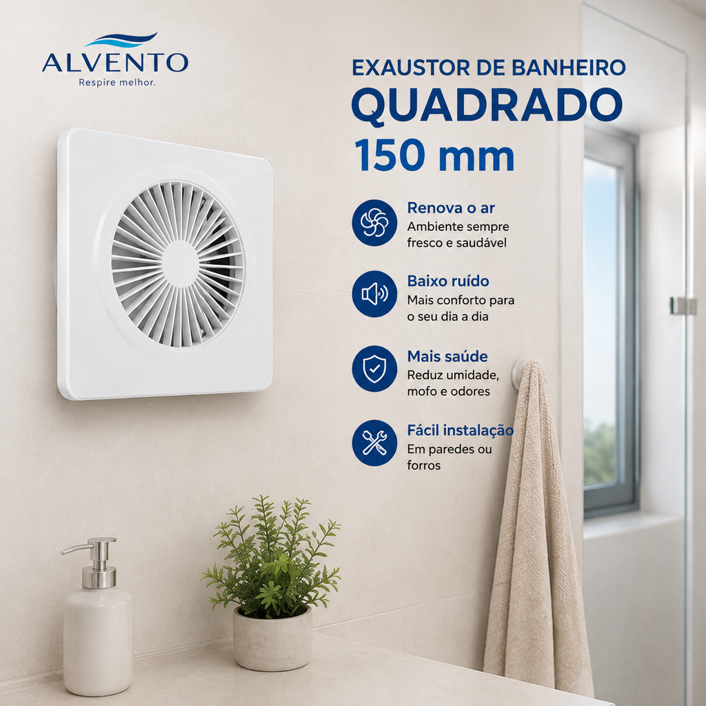 Exaustor de Banheiro Quadrado 150 mm — Bivolt