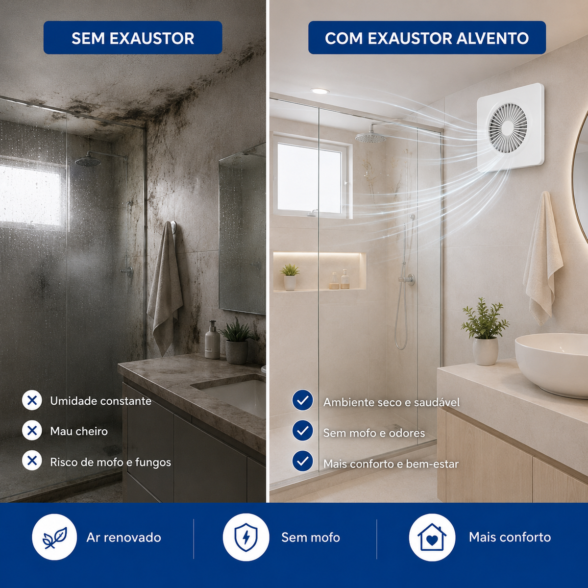 Exaustor de Banheiro Quadrado 150 mm — Bivolt