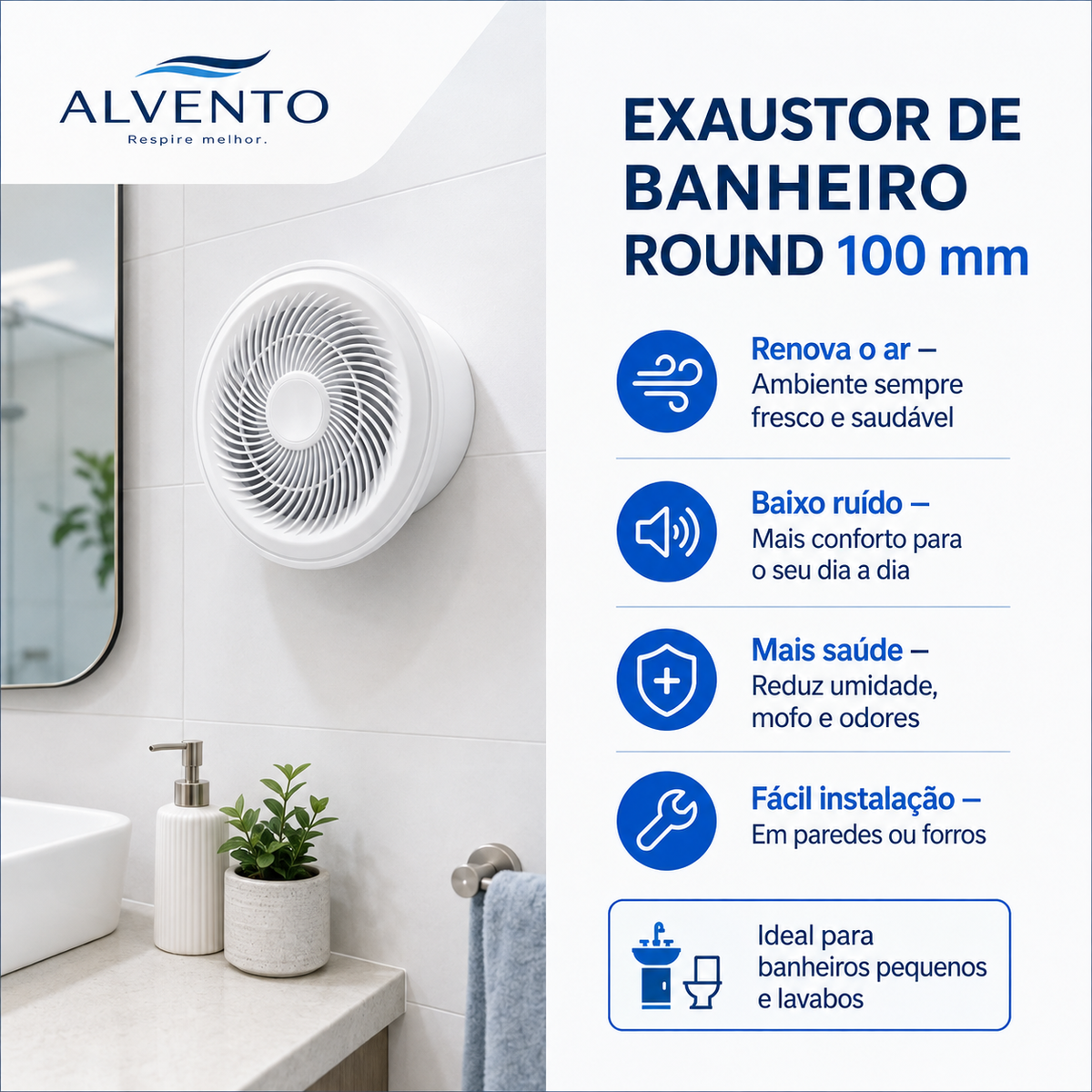 Exaustor de Banheiro Redondo 100 mm — Bivolt
