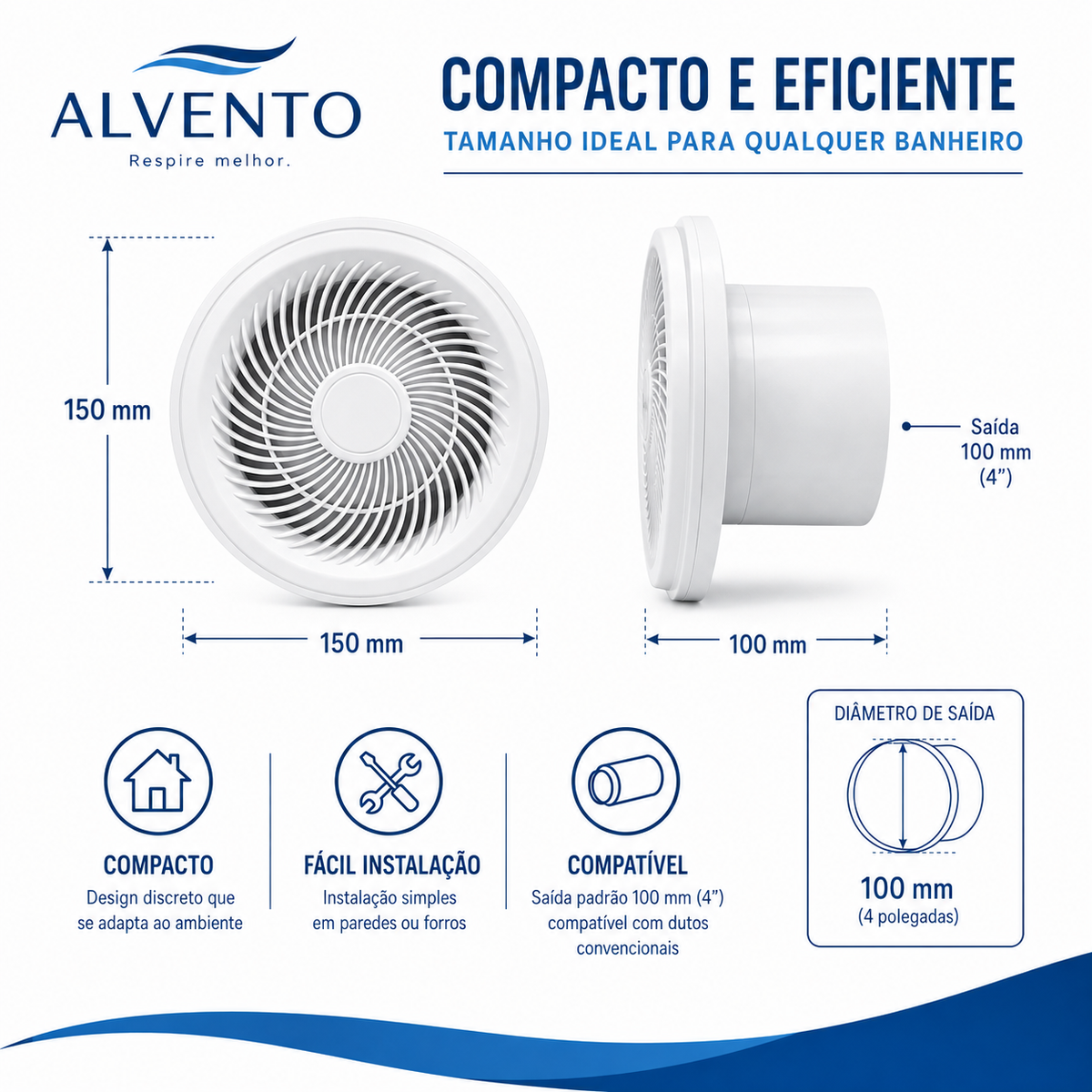Exaustor de Banheiro Redondo 100 mm — Bivolt