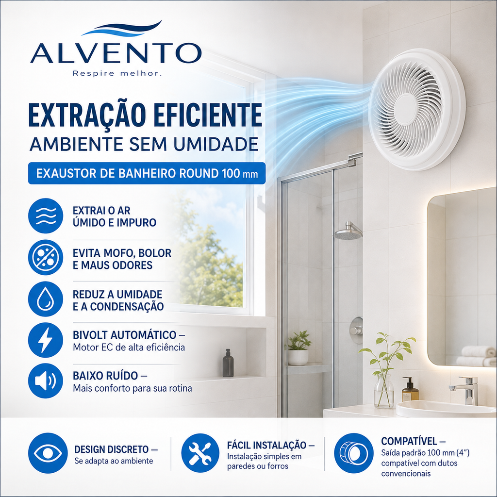 Exaustor de Banheiro Redondo 100 mm — Bivolt