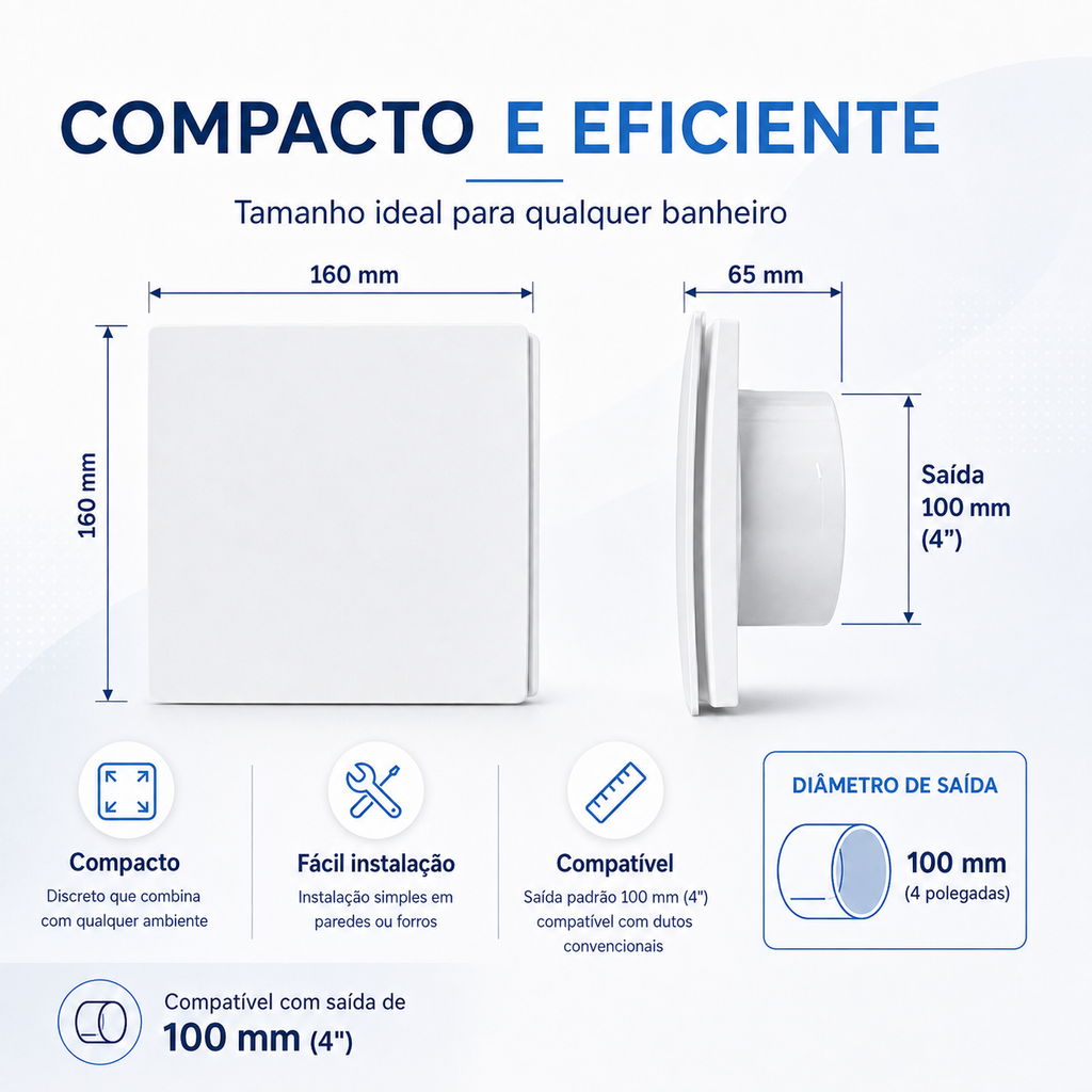 Exaustor de Banheiro Design 100 mm — Bivolt