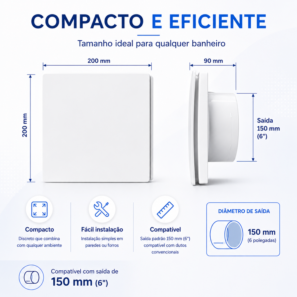 Exaustor de Banheiro Design 150 mm — Bivolt