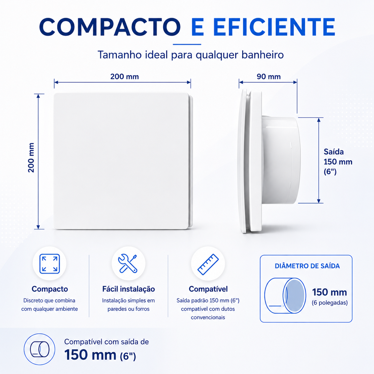 Exaustor de Banheiro Design 150 mm — Bivolt