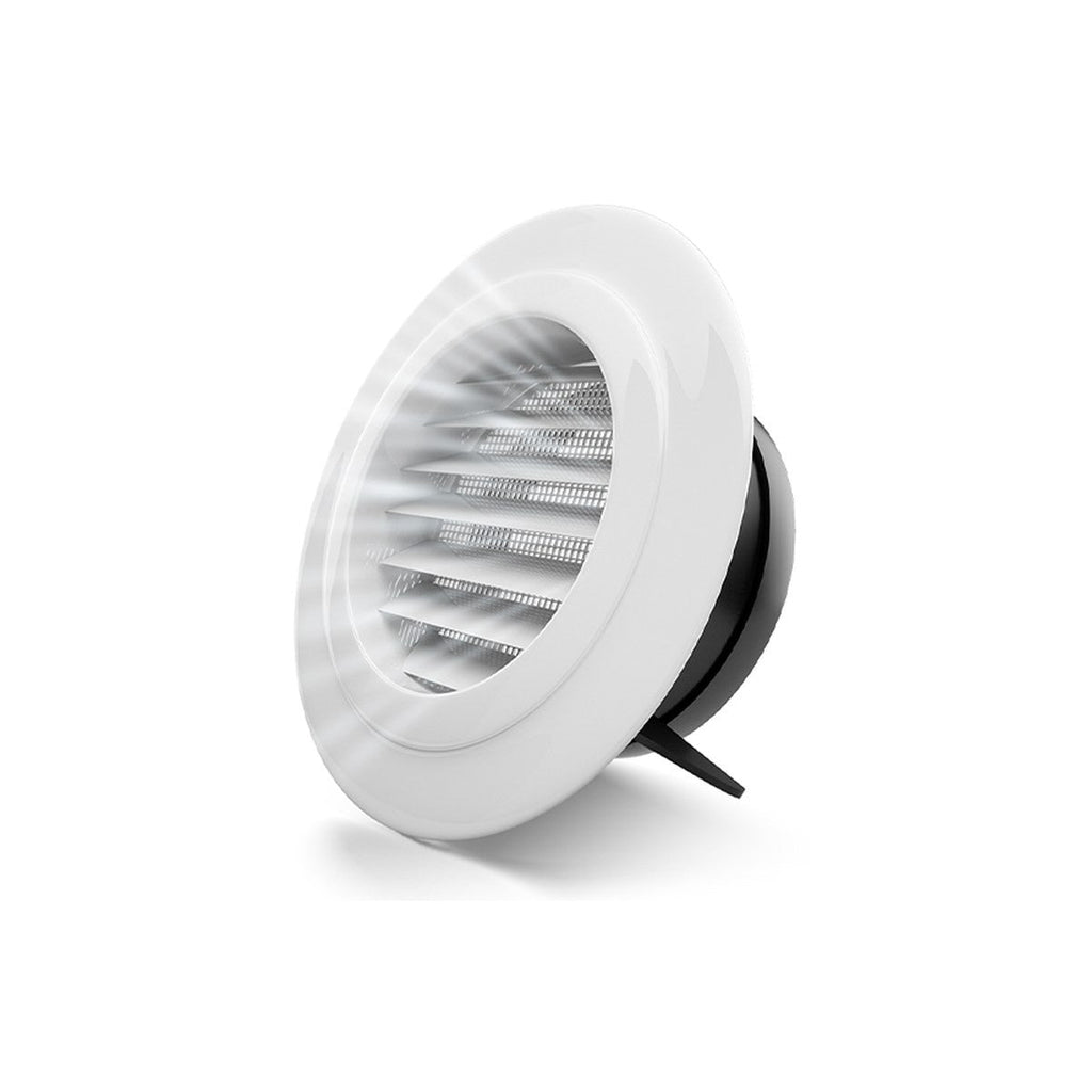 Difusor de Ar Redondo em ABS com Grelha Frontal 200 mm — Branco