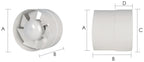 Desenho com as medidas A, B, C e D do exaustor tubular